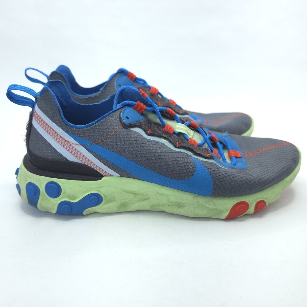 Nike React Element 55 SE Volt Stardust Grey Blue CT1142-700 Men's Size 10
